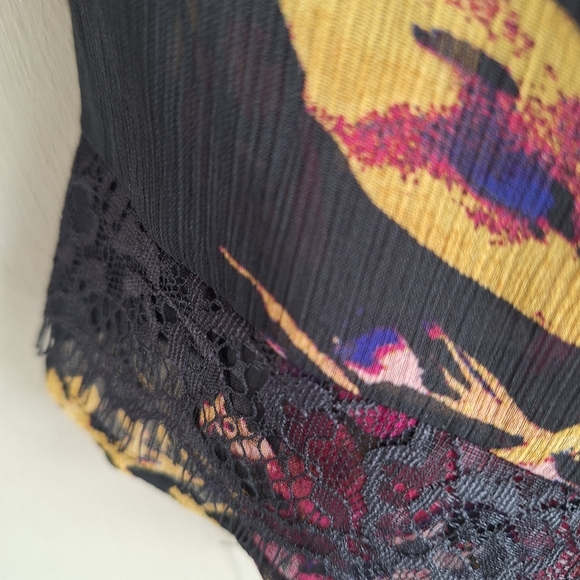 Jessica Simpson Maternity Women's Dress SzM Sheer Blk/Pink Floral Black Lace - Picture 6 of 10